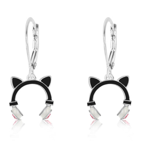 Buy this stunning girl’s cat headphone crystal earring from Chanteur