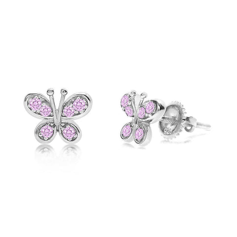 Crystal Butterfly Screwback Earrings