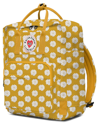 BackPack Yellow White Floral Kid's Bag Unisex Earth2Jane Adjustable ecofriendly Bag