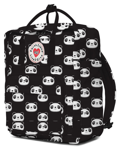 BackPack Black Panda Kid's Bag Unisex Earth2Jane Adjustable ecofriendly Bag