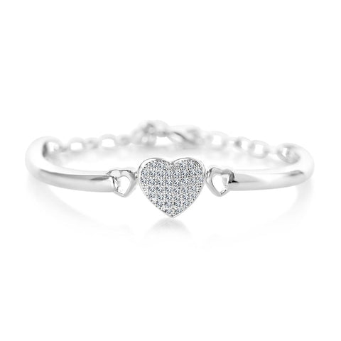 Heart White Crystal White gold Palladium plated Bangle Bracelets