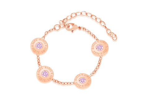 Circle Pink Crystal Rose Gold Plating Girl's Adjustable Charm Bracelet Earth2Jane