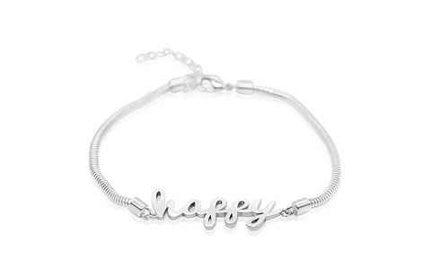 Happy White Gold Plating Girl's Adjustable Chained Bracelet Earth2Jane