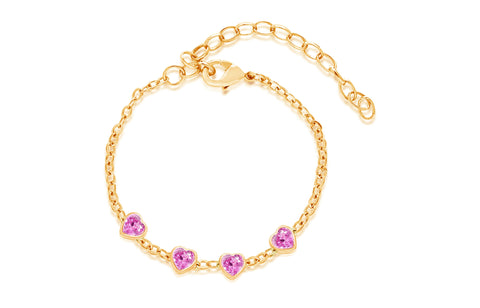 Heart Purple Crystal Yellow Gold Plating Girl's Adjustable Chained Bracelet Earth2Jane