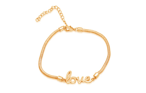 Love Yellow gold Plating Girl's Adjustable Charm Bracelet Earth2Jane