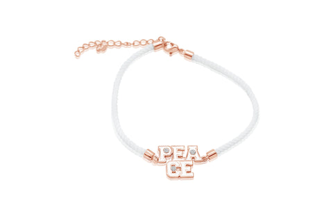 Peace White Crystal Rose Gold Plating Girl's Adjustable Bracelet Earth2Jane