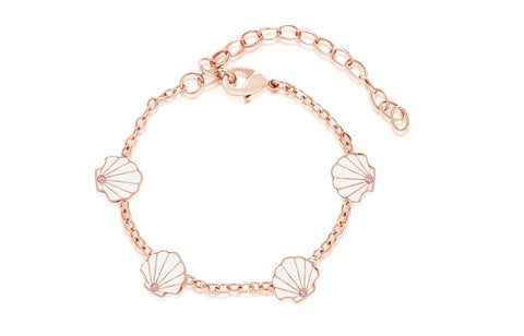 Shell Enamel Pink Crystal Rose Gold Plating Girl's Adjustable Charm Bracelet Earth2Jane