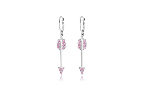 Arrow Pink Crystal White Gold Plated Girl's Leverback Earring Earth2Jane