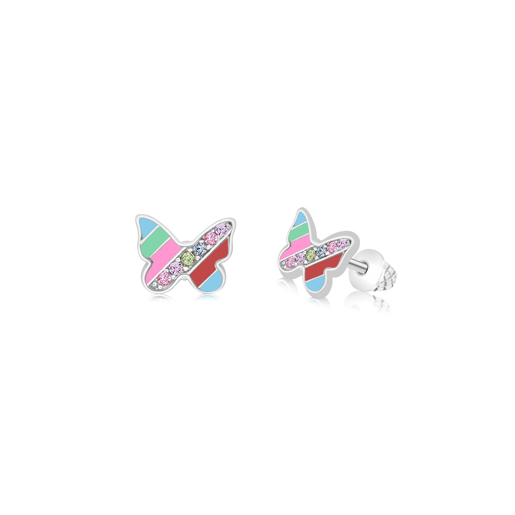 multi color butterfly stud earrings
