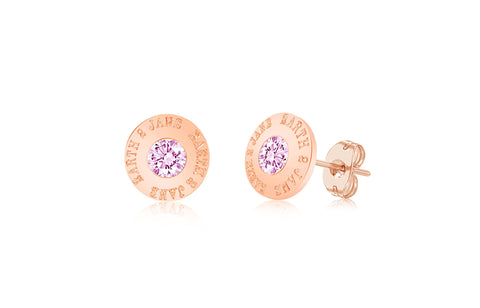 Circle Pink Crystal Rose Gold Plated Girl's Screwback Stud Earring Earth2Jane