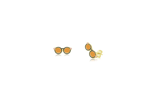 EyeGlaasses Pink Crystal Yellow Gold Plated Girl's Screwback Stud Earring Earth2Jane