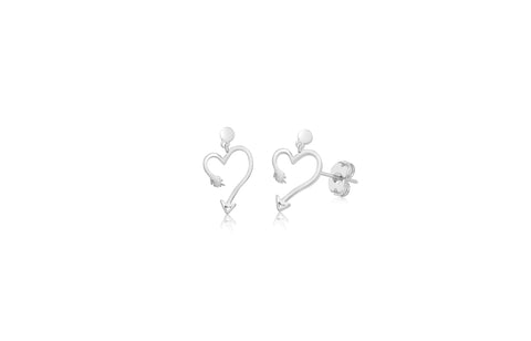 Heart Arrow White Gold Plated Girl's Screwback Stud Earring Earth2Jane