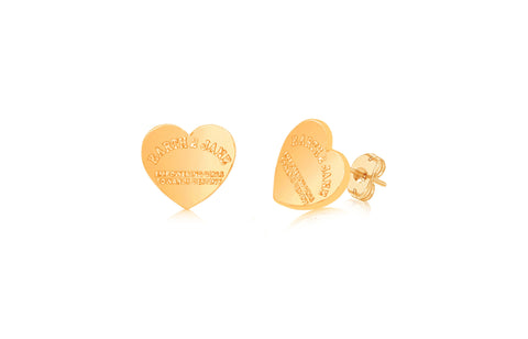 Heart Empowering Girls Yellow Gold Plated Girl's Screwback Stud Earring Earth2Jane