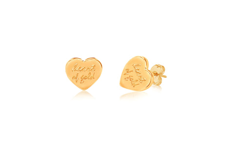 Heart of Gold Yellow Gold Plated Girl's Screwback Stud Earring Earth2Jane