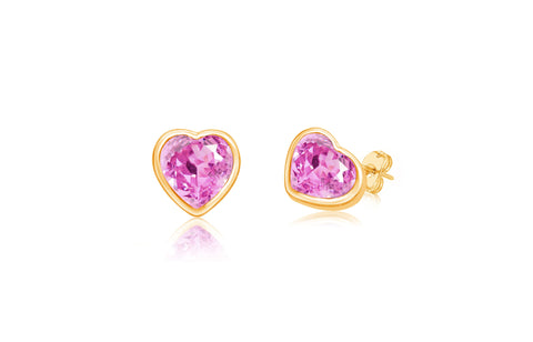 Heart Purple Crystal Yellow Gold Plated Girl's Screwback Stud Earring Earth2Jane