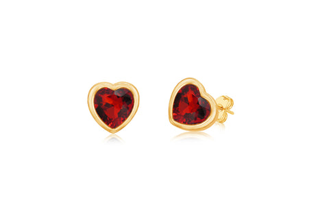 Heart Red Crystal Yellow Gold Plated Girl's Screwback Stud Earring Earth2Jane