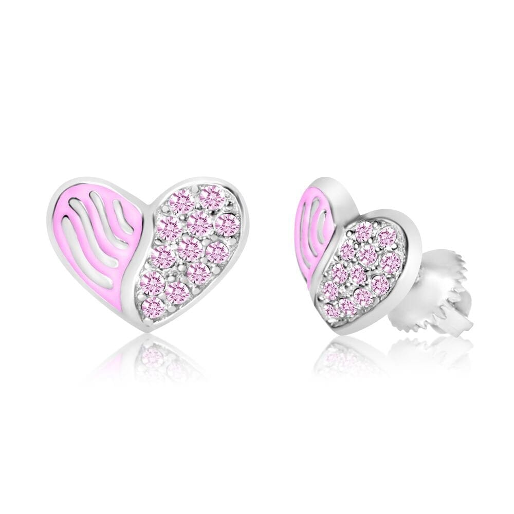 heart white plated earings
