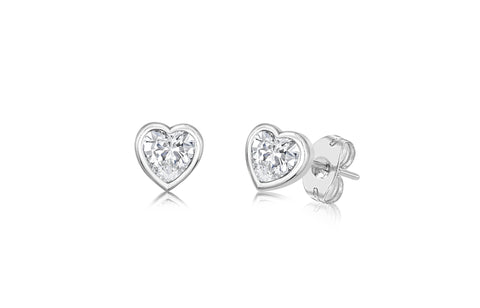 Heart White Crystal White Gold Plated Girl's Screwback Stud Earring Earth2Jane