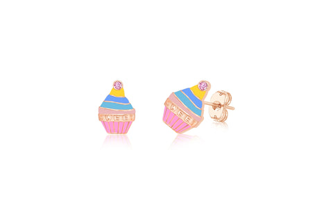 Ice cream Sweet Crystal Rose Gold Plated Girl's Screwback Stud Earring Earth2Jane