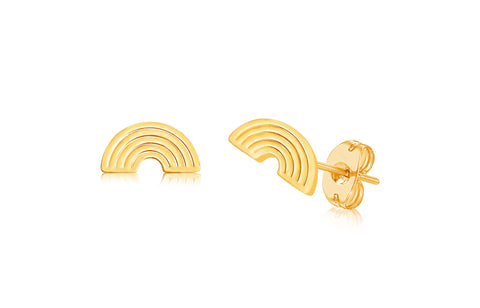 Rainbow Yellow Gold Plated Girl's Screwback Stud Earring Earth2Jane