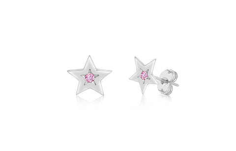 Star Pink Crystal White Gold Plated Girl's Screwback Stud Earring Earth2Jane