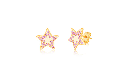 Star Purple Crystal Yellow Gold Plated Girl's Screwback Stud Earring Earth2Jane