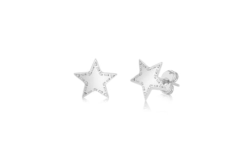 Star White Enamel Broken Lines White Gold Plated Girl's Screwback Stud Earring Earth2Jane