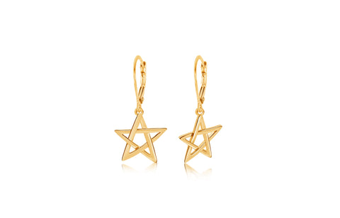 Star Yellow Gold Plated Girl's Leverback Earring Earth2Jane