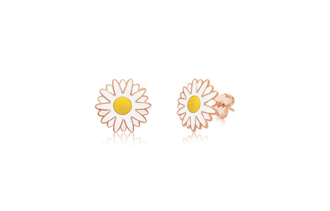 Sunflower Enamel Rose Gold Plated Girl's Screwback Stud Earring Earth2Jane