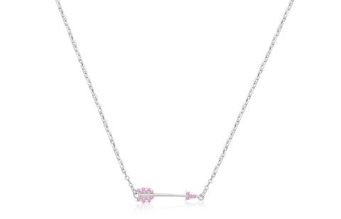 Arrow Pink Crystal White Gold Plating Girl's Charm Chained Necklace Pendant Earth2Jane