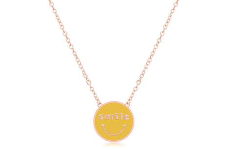 Circle Smile Enamel Rose Gold Plating Girl's Necklace Pendant Earth2Jane