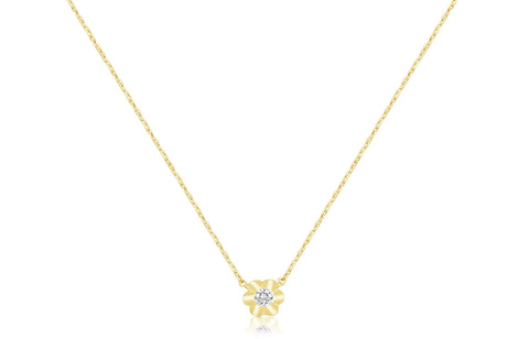 Flower White Crystal Yellow Gold Plating Girl's Chained Necklace Pendant Earth2Jane