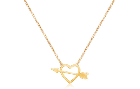 Heart Arrow Yellow Gold Plating Girl's Charm Chained Necklace Pendant Earth2Jane