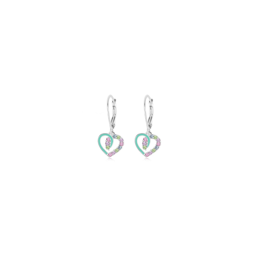 blue heart hanging earrings