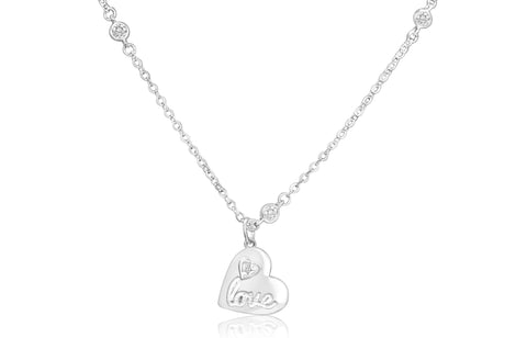 Heart Love White Crystal White Gold Plating Girl's Chained Necklace Pendant Earth2Jane