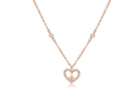 Heart Peace White Crystal Rose Gold Plating Girl's Chained Necklace Pendant Earth2Jane