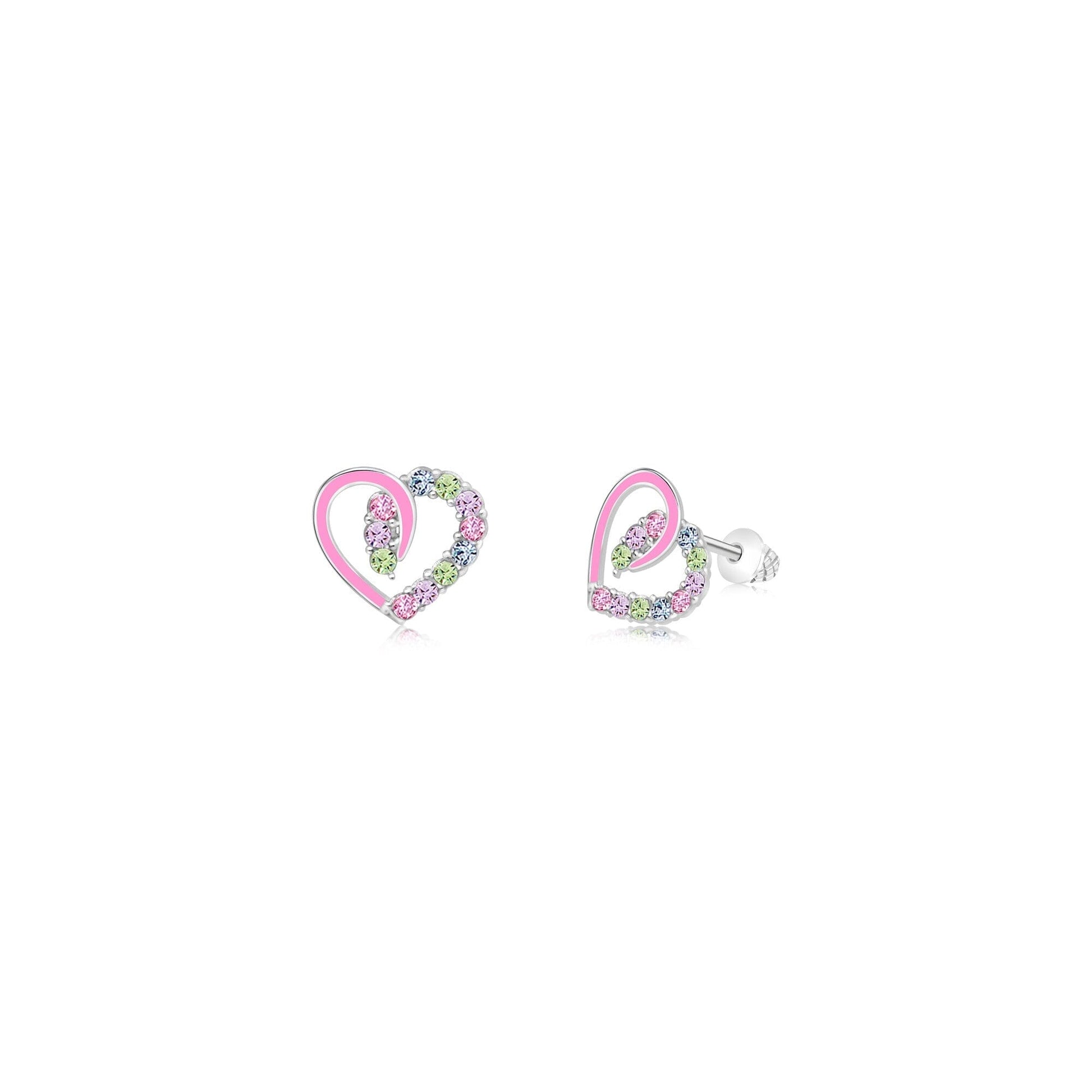 pink heart stud earrings