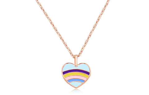 Heart Rainbow Enamel Rose Gold Plating Girl's Necklace Pendant Earth2Jane