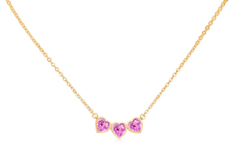 Hearts Purple Crystal Yellow Gold Plating Girl's Charm Chained Necklace Pendant Earth2Jane