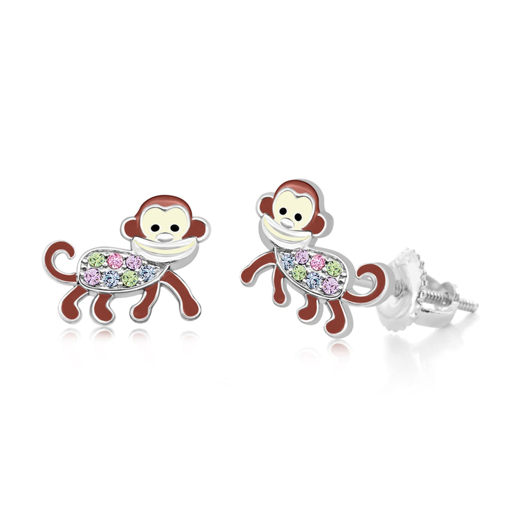 monkey mult color crystal earing