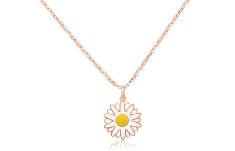 Sunflower Enamel Rose Gold Plating Girl's Necklace Pendant Earth2Jane