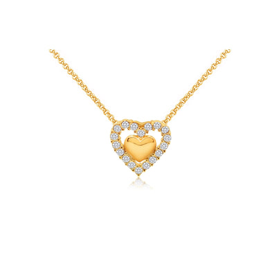 Heart White Crystal Yellow Gold Brass Plating Hypoallergenic Kids Necklace