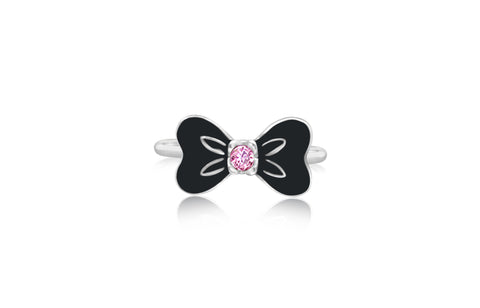 Black Ribbon Pin Crystal White Gold Plated Girl's Rings Earth2Jane