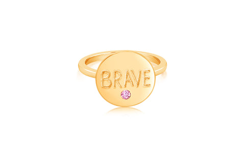 Brave Pink Crystal Yellow Gold Plated Girl's Rings Earth2Jane