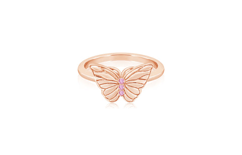 Butterfly Pink Crystal Rose Gold Plated Girl's Rings Earth2Jane Size 4