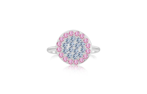 Circle Pink Blue Crystal White Gold Plated Girl's Rings Earth2Jane Size 4