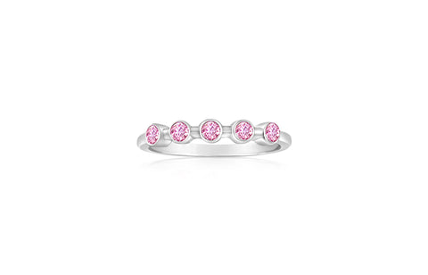 Circle Pink Crystal White Gold Plated Girl's Rings Earth2Jane Size 4