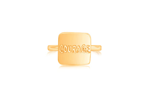 Courage Square Yellow Gold Plated Girl's Rings Earth2Jane