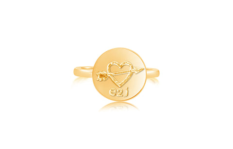 Heart Arrow Circle Yellow Gold Plated Girl's Rings Earth2Jane