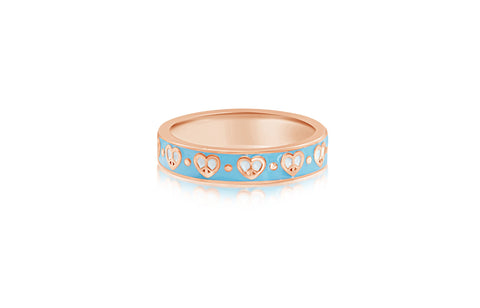 Heart Light Blue Enamel embossed Rose Gold Plated Girl's Rings Earth2Jane Size 4